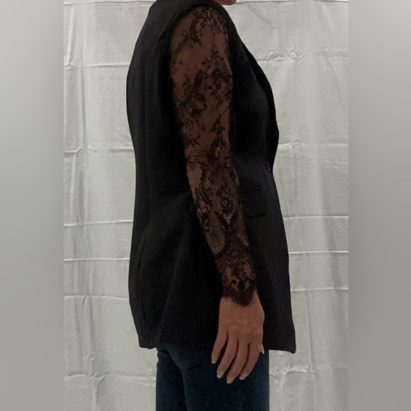NEW SHEIN Black Suit Jacket With Lace Sleeves Size XL NWOT - Picture 2 of 7